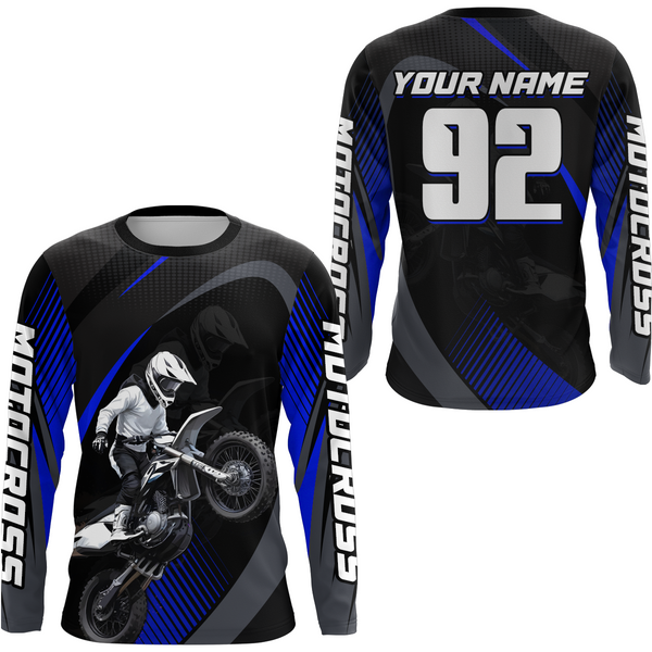Maxcorners Custom Blue Motocross Shirts Racing Jersey Dirt Bike Jersey Kid Men Women LM2809