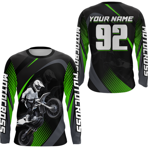 Maxcorners Custom Green Motocross Shirts Racing Jersey Dirt Bike Jersey Kid Men Women LM2809