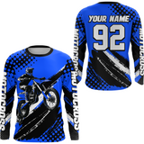 Maxcorners Personalized Blue Racing Jersey Motocross for Men Women Kid Upf30+ Youth Off-Road Racing Jersey LM2809