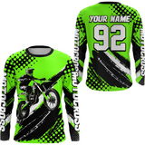 Maxcorners Personalized Green Racing Jersey Motocross for Men Women Kid Upf30+ Youth Off-Road Racing Jersey LM2809