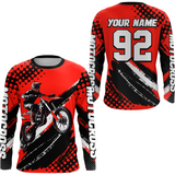 Maxcorners Personalized Red Racing Jersey Motocross for Men Women Kid Upf30+ Youth Off-Road Racing Jersey LM2809