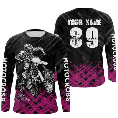 Maxcorners Pink Custom Dirt Bike Jersey Motocross Jersey Upf30+ Motocross Shirts LM2809