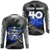 Maxcorners Adult&Kid Blue Skull Custom Dirt Bike Jersey Motocross Jersey Upf30+ Motocross Shirt| LM2809