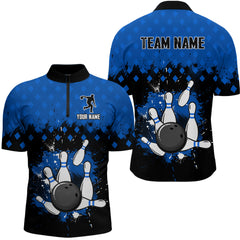 Maxcorners Blue Bowling Jersey Men And Women Custom Bowling Shirts Unisex Polo Bowling Team Shirt
