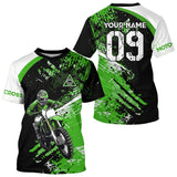 Maxcorners Adult&Kid Custom Motocross Jersey Green UPF30+ MX Racing Biker Off-road Dirt Bike Racewear| MT2809