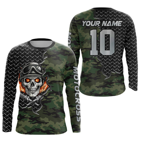 Maxcorners Custom Camo Skull Bike Jersey Motocross Jersey Upf30+ Motocross Shirt| LM2809