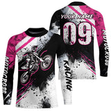 Maxcorners Adult pink custom dirt bike jersey Motocross jersey upf30+ mens women Motocross Shirt| MT2709