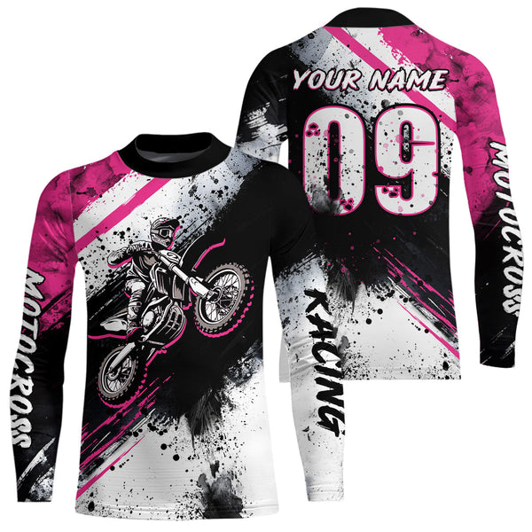 Maxcorners Adult pink custom dirt bike jersey Motocross jersey upf30+ mens women Motocross Shirt| MT2709