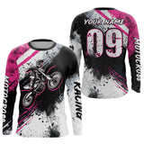 Maxcorners Adult pink custom dirt bike jersey Motocross jersey upf30+ mens women Motocross Shirt| MT2709