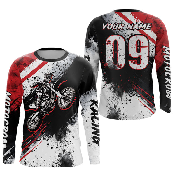 Maxcorners Adult red custom dirt bike jersey Motocross jersey upf30+ mens women Motocross Shirt| MT2709