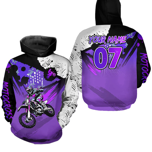 Maxcorners Custom Motocross Jersey Purple Dirt Bike Clothes Upf30+ Mens Women Motorcycle Jersey| MT2709