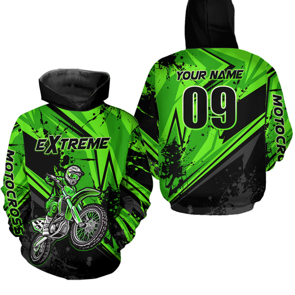 Maxcorners Custom Dirt Bike Jersey Green Motocross Jersey Upf30+ Mens Women Extreme Racing Shirt| MT2809