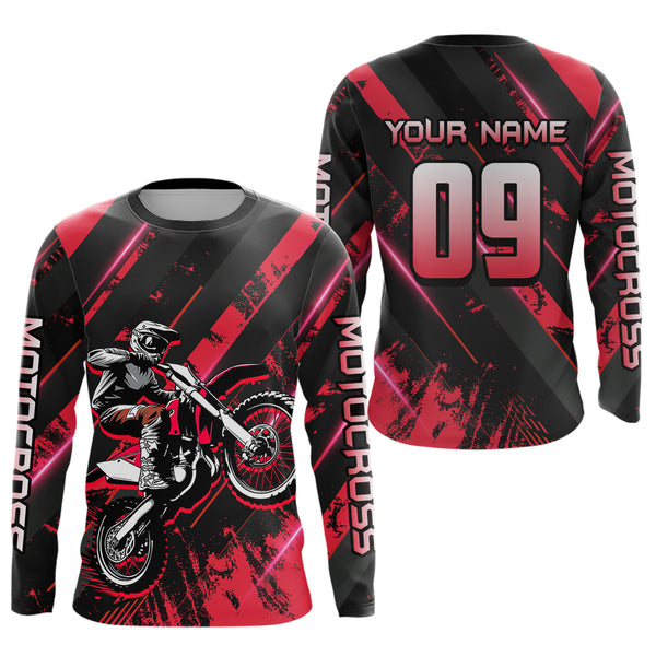 Maxcorners Custom Red Dirt Bike Jersey Motocross Shirt Upf30+ Motocross Shirt| LM2809