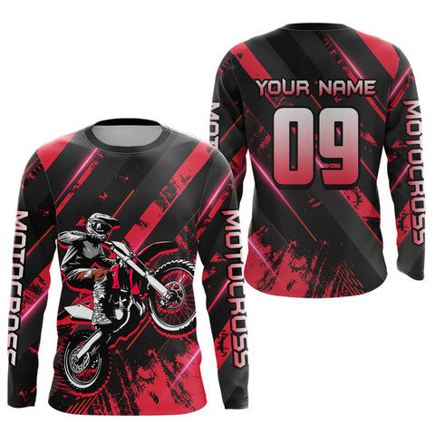 Maxcorners Custom Red Dirt Bike Jersey Motocross Shirt Upf30+ Motocross Shirt| LM2809