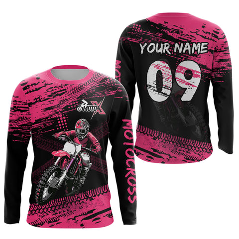 Maxcorners Pink Custom Dirt Bike Jersey Motocross Jersey Motocross Shirts LM2809