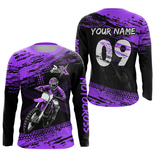 Maxcorners Purple Custom Dirt Bike Jersey Motocross Jersey Upf30+ Motocross Shirt| LM2809