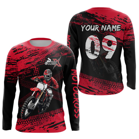 Maxcorners Red Custom Dirt Bike Jersey Motocross Jersey Upf30+ Motocross Shirt| LM2809
