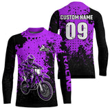 Maxcorners Custom Purple Motocross Jersey for Men Women Upf30+ Dirt Bike Shirt Motorcycle Jersey| MT2709