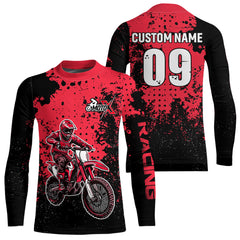 Maxcorners Custom Red Motocross Jersey for Men Women Upf30+ Dirt Bike Shirt Motorcycle Jersey| MT2709