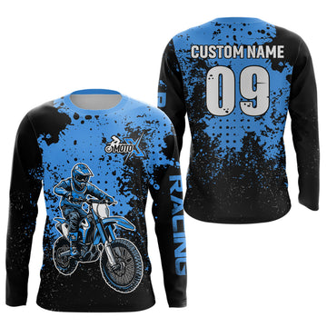 Maxcorners Custom Blue Motocross Jersey for Men Women Upf30+ Dirt Bike Shirt Motorcycle Jersey| MT2709