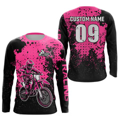 Maxcorners Custom Pink Motocross Jersey for Men Women Upf30+ Dirt Bike Shirt Motorcycle Jersey| MT2709