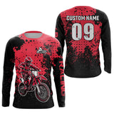 Maxcorners Custom Red Motocross Jersey for Men Women Upf30+ Dirt Bike Shirt Motorcycle Jersey| MT2709