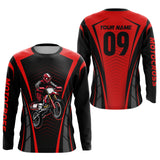 Maxcorners Custom Motocross Jersey Red UPF30+ Dirt Bike Shirt MX Racing Racewear Adult&Kid LM2809
