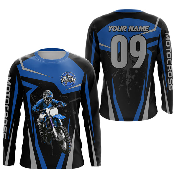 Maxcorners Blue Custom Dirt Bike Jersey Motocross Jersey Motocross 3d Shirts LM2809