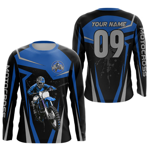 Maxcorners Blue Custom Dirt Bike Jersey Motocross Jersey Motocross 3d Shirts LM2809