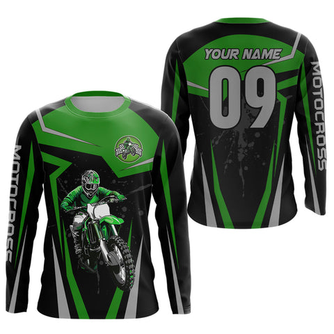 Maxcorners Green Custom Dirt Bike Jersey Motocross Jersey Motocross 3D Shirts LM2809