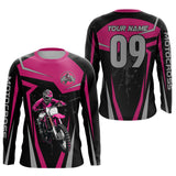 Maxcorners Adult&Kid Pink Custom Dirt Bike Jersey Motocross Jersey Upf30+ Motocross Shirt| LM2809