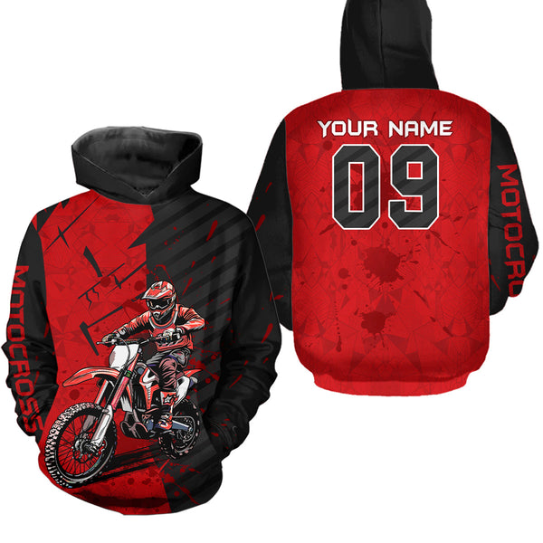 Maxcorners Custom Dirt Bike Jersey Red Motocross Jersey Upf30+ Mens Women Motocross Shirt| MT2809