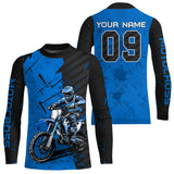 Maxcorners Custom Dirt Bike Jersey Blue Motocross Jersey Upf30+ Mens Women Motocross Shirt| MT2809