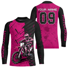 Maxcorners Custom Dirt Bike Jersey Pink Motocross Jersey Upf30+ Mens Women Motocross Shirt| MT2809