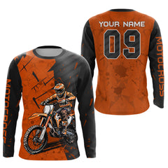 Maxcorners Custom Dirt Bike Jersey Orange Motocross Jersey Upf30+ Mens Women Motocross Shirt| MT2809