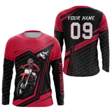 Maxcorners Custom Motocross Jersey Red Dirt Bike Clothes Upf30+ Mens Women Motorcycle Jersey LM2809