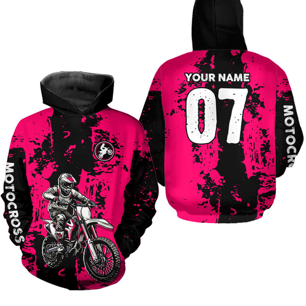 Maxcorners Custom Dirt Bike Jersey Pink Motocross Jersey Upf30 Mens Women Racing Shirt| MT2809