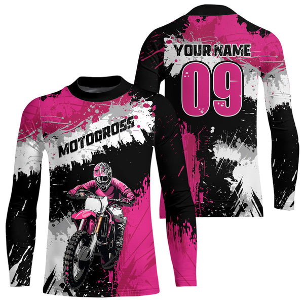 Maxcorners Adult&Kid Pink Custom Motocross Jersey UPF30+ MX Racing Dirt Bike Racewear| MT2809
