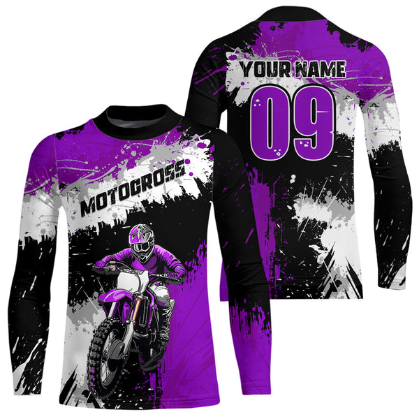 Maxcorners Adult&Kid Purple Custom Motocross Jersey UPF30+ MX Racing Dirt Bike Racewear| MT2809