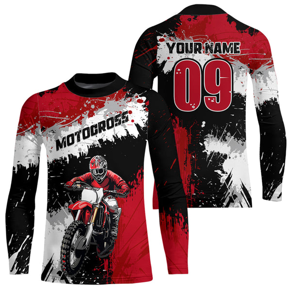 Maxcorners Adult&Kid Red Custom Motocross Jersey UPF30+ MX Racing Dirt Bike Racewear| MT2809