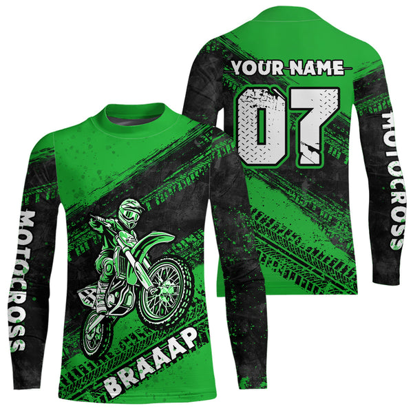 Maxcorners Custom Motocross Jersey Green Mens Women Upf30+ Dirt Bike Jersey Racing Shirt| MT2709