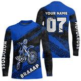 Maxcorners Custom Motocross Jersey Blue Mens Women Upf30+ Dirt Bike Jersey Racing Shirt| MT2709