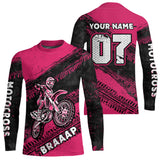 Maxcorners Custom Motocross Jersey Pink Mens Women Upf30+ Dirt Bike Jersey Racing Shirt| MT2709