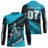 Maxcorners Custom Motocross Jersey Turquoise Mens Women Upf30+ Dirt Bike Jersey Racing Shirt| MT2709
