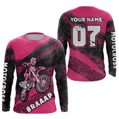 Maxcorners Custom Motocross Jersey Pink Mens Women Upf30+ Dirt Bike Jersey Racing Shirt| MT2709