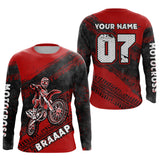 Maxcorners Custom Motocross Jersey Red Mens Women Upf30+ Dirt Bike Jersey Racing Shirt| MT2709
