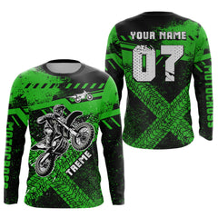 Maxcorners Custom Green Motocross Jersey for Men Women Upf30+ Extreme Dirt Bike Shirt LM2809