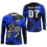 Maxcorners Custom Blue Motocross Jersey for Men Women Upf30+ Extreme Dirt Bike Shirt LM2809