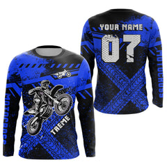 Maxcorners Custom Blue Motocross Jersey for Men Women Upf30+ Extreme Dirt Bike Shirt LM2809