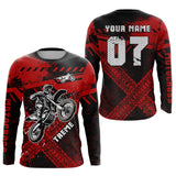 Maxcorners Adult&Kid Custom Red Motocross Jersey for Men Women Upf30+ Extreme Dirt Bike Shirt| LM2809
